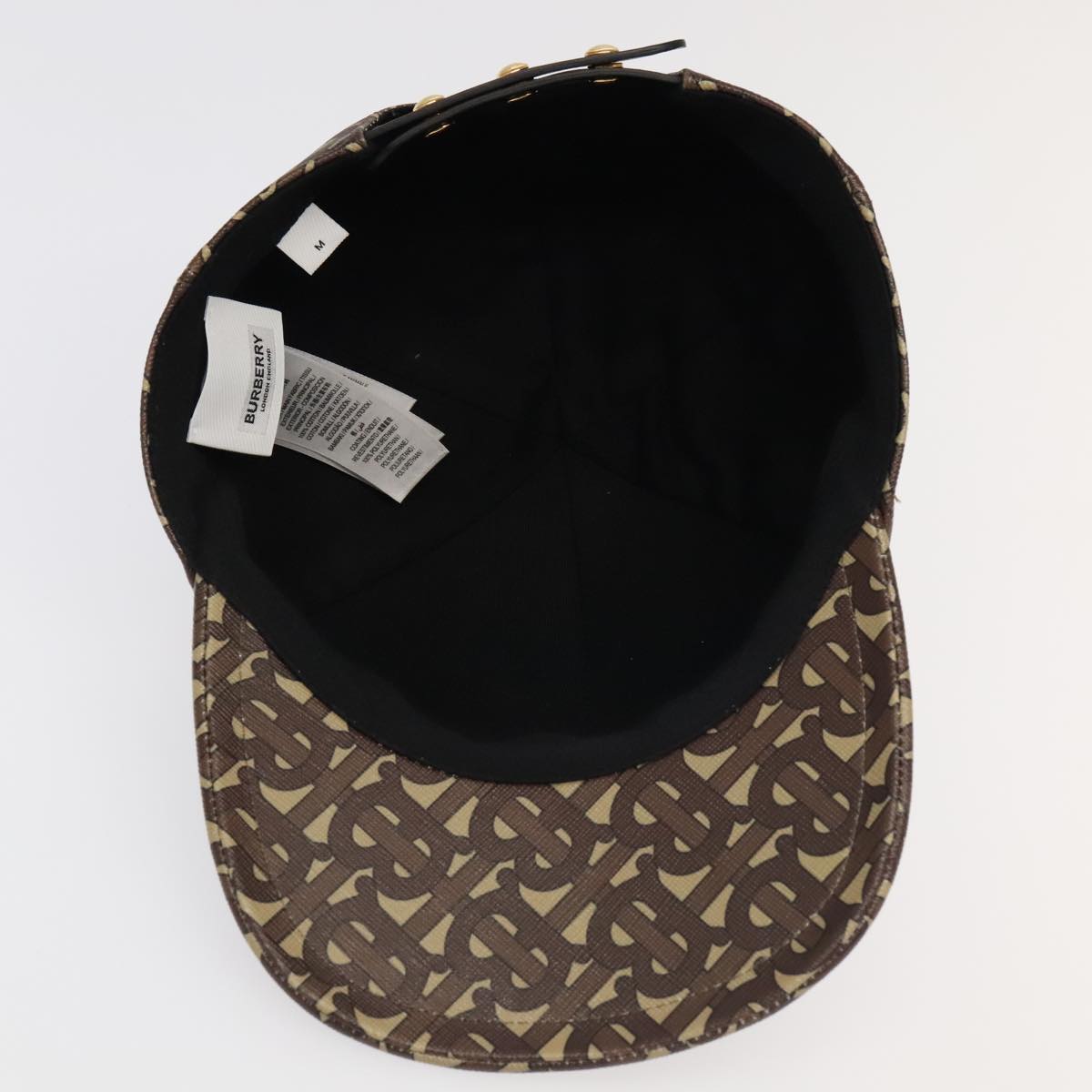 BURBERRY TB Monogram Baseball Cap PVC M Brown 8018971 Auth am7057