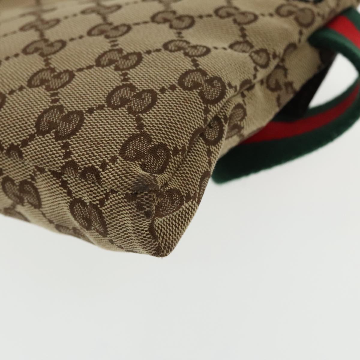 GUCCI GG Canvas Web Sherry Line Waist bag Beige Silver Red 28566 Auth am7060