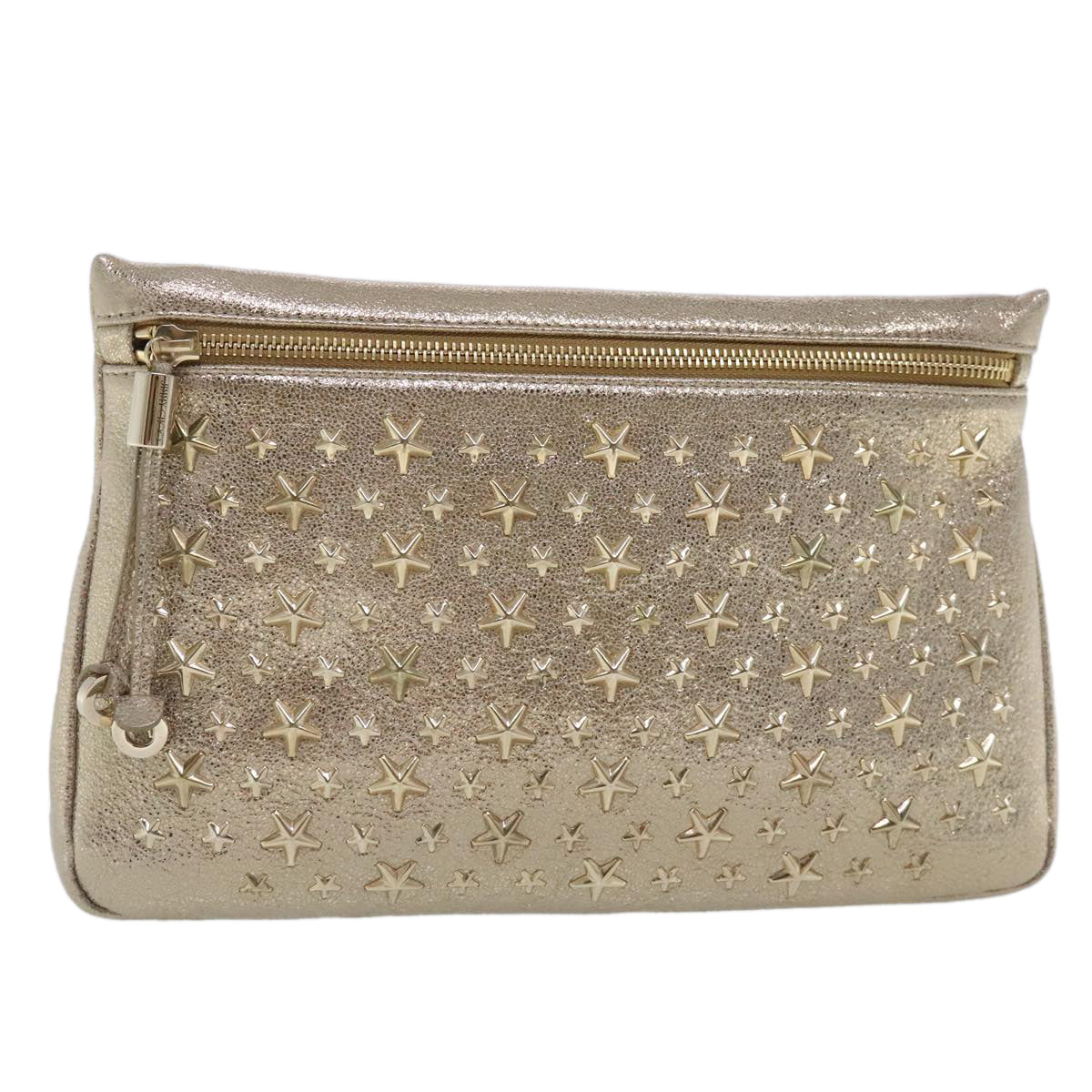 Jimmy Choo Star Studs Clutch Bag Leather Gold Tone Auth am7064