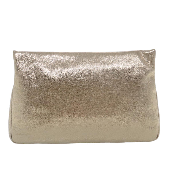 Jimmy Choo Star Studs Clutch Bag Leather Gold Tone Auth am7064