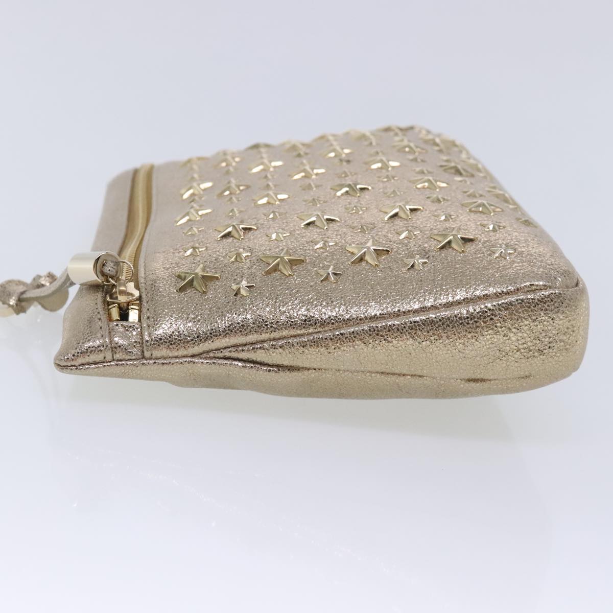 Jimmy Choo Star Studs Clutch Bag Leather Gold Tone Auth am7064