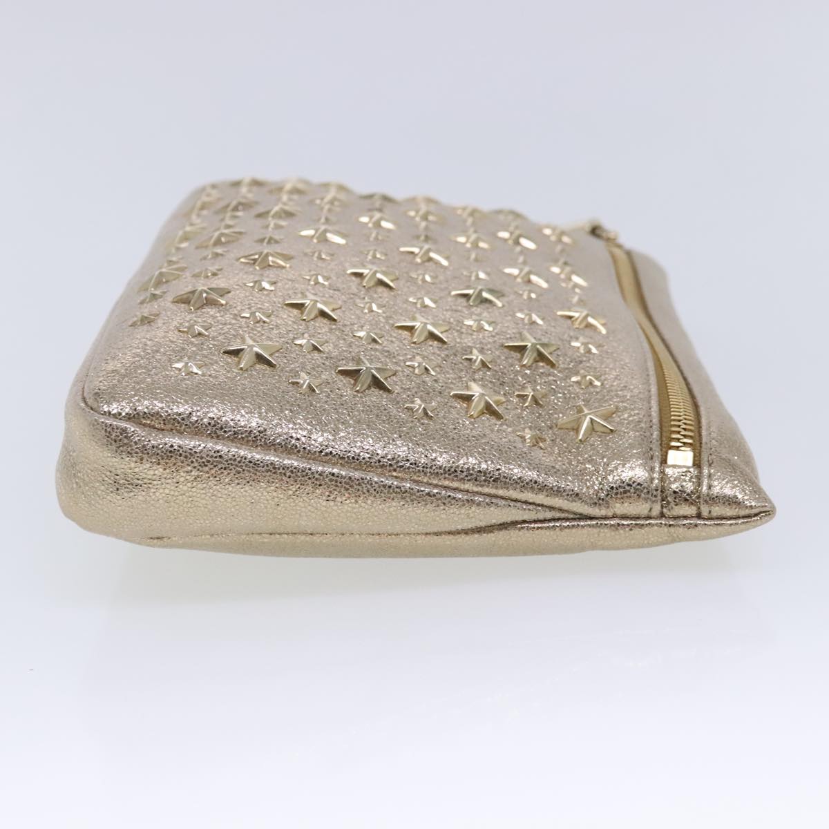 Jimmy Choo Star Studs Clutch Bag Leather Gold Tone Auth am7064