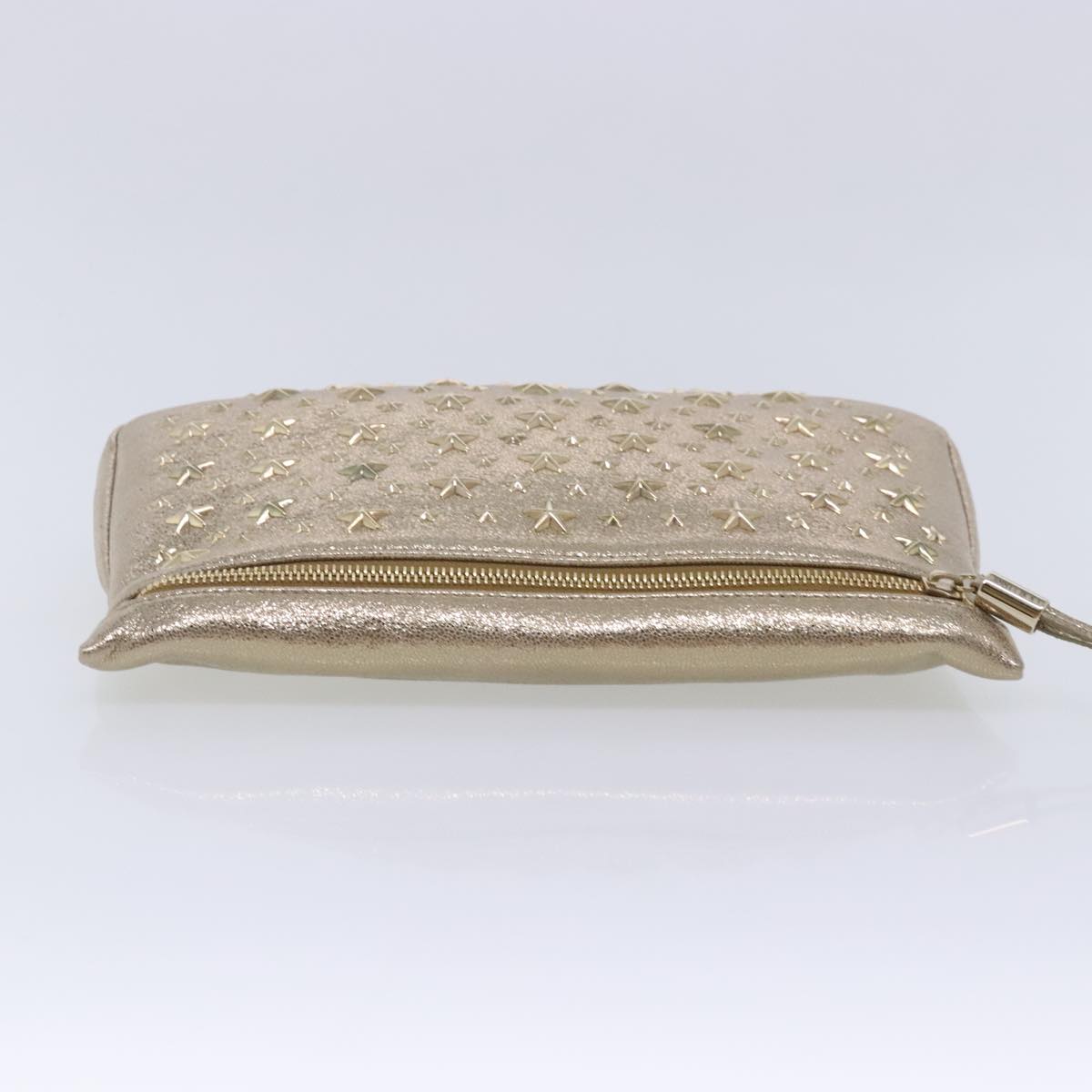 Jimmy Choo Star Studs Clutch Bag Leather Gold Tone Auth am7064