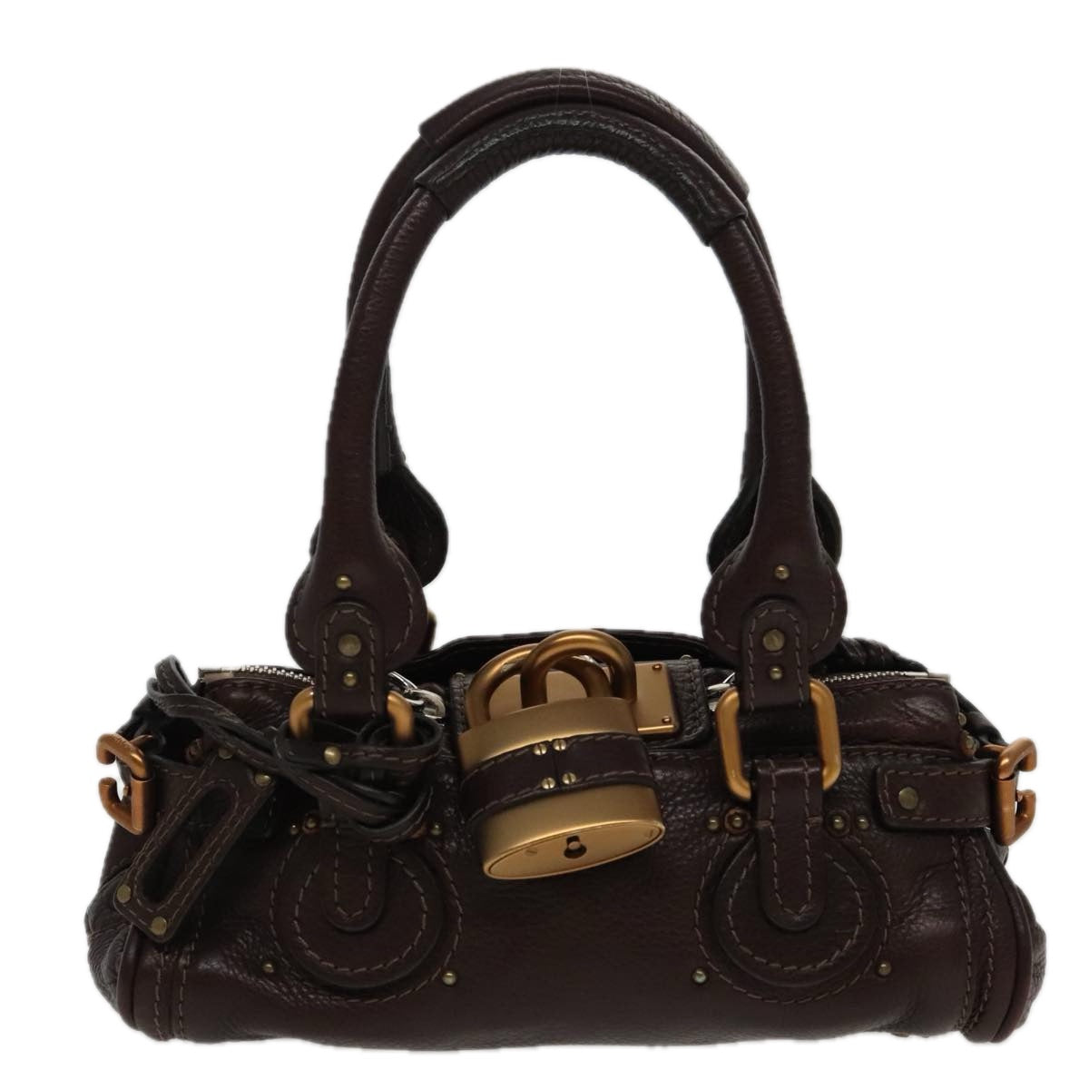 Chloe Paddington Mini Hand Bag Leather Brown Gold Auth am7072 - 0