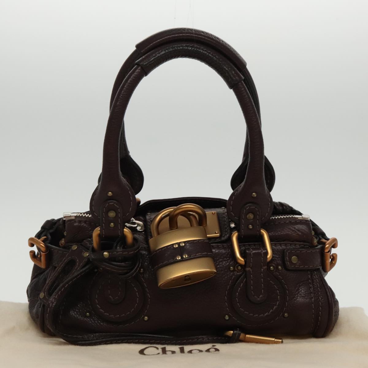 Chloe Paddington Mini Hand Bag Leather Brown Gold Auth am7072