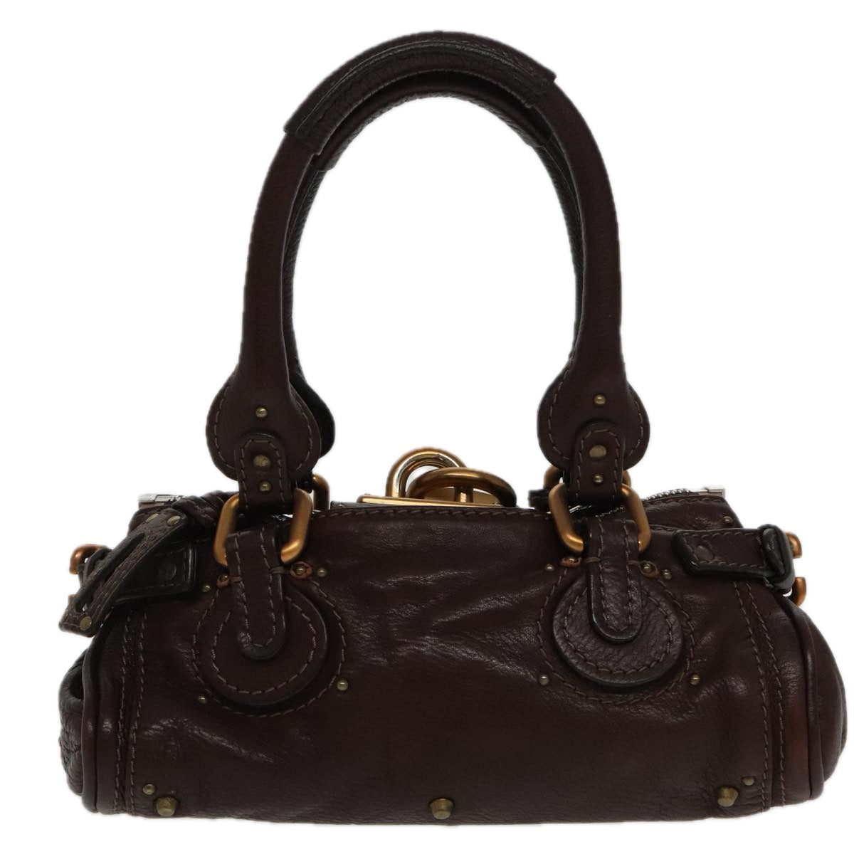 Chloe Paddington Mini Hand Bag Leather Brown Gold Auth am7072