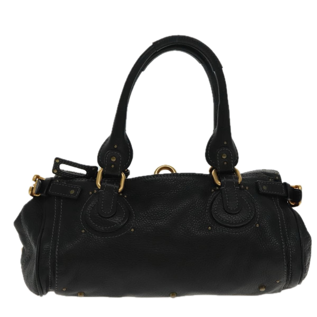 Chloe Paddington Hand Bag Leather Black Gold Auth am7073