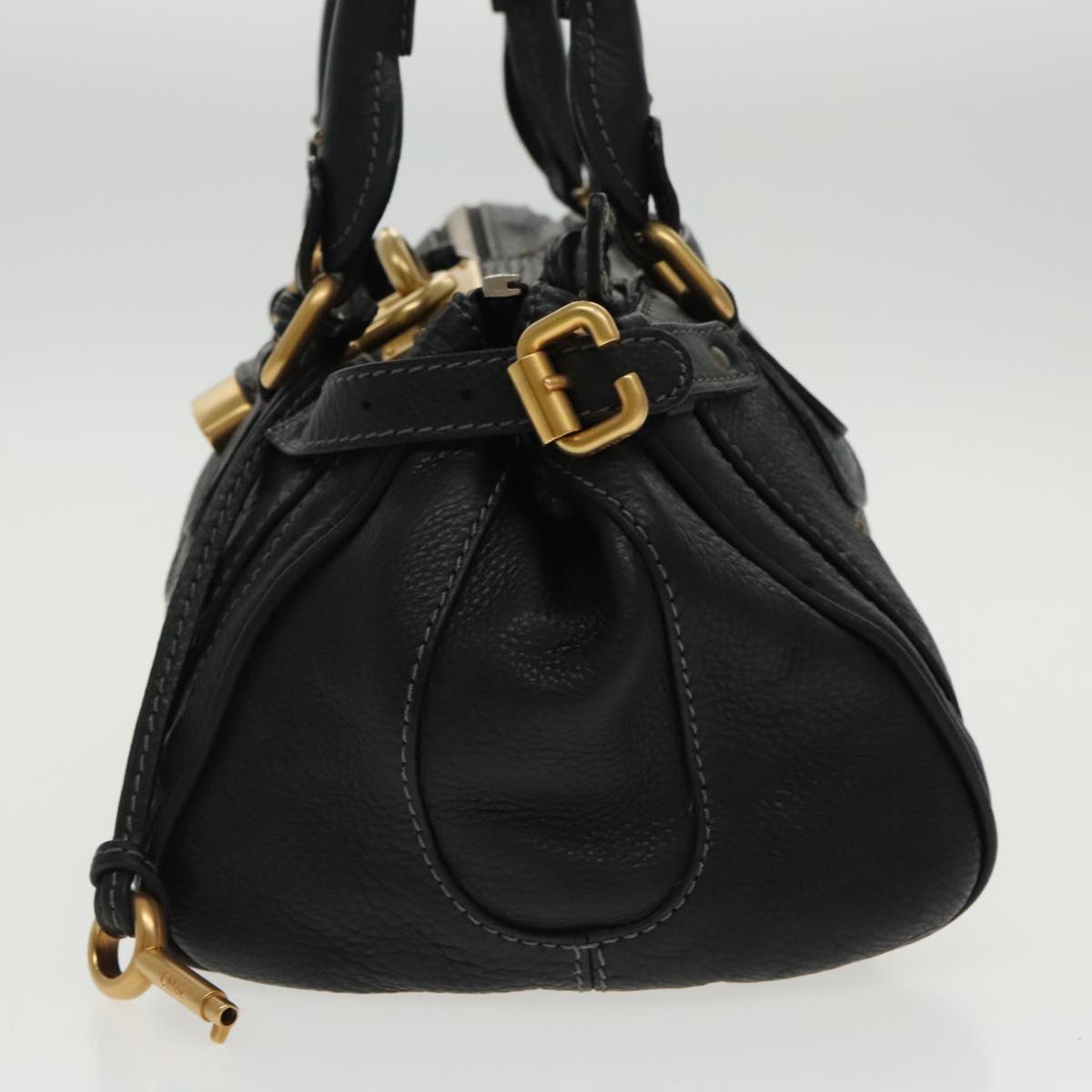 Chloe Paddington Hand Bag Leather Black Gold Auth am7073