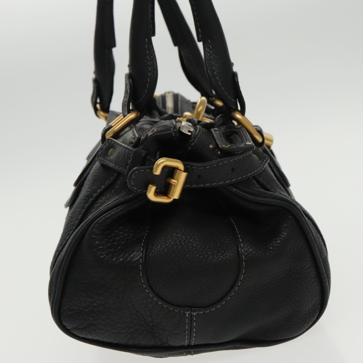 Chloe Paddington Hand Bag Leather Black Gold Auth am7073