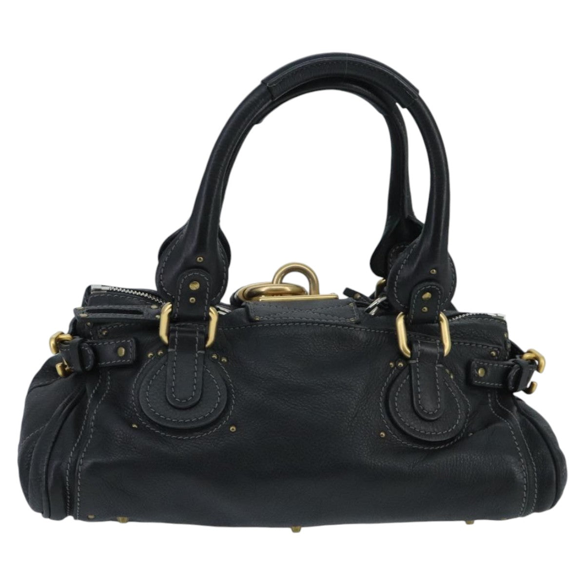 Chloe Paddington Hand Bag Leather Black Gold Auth am7074 - 0