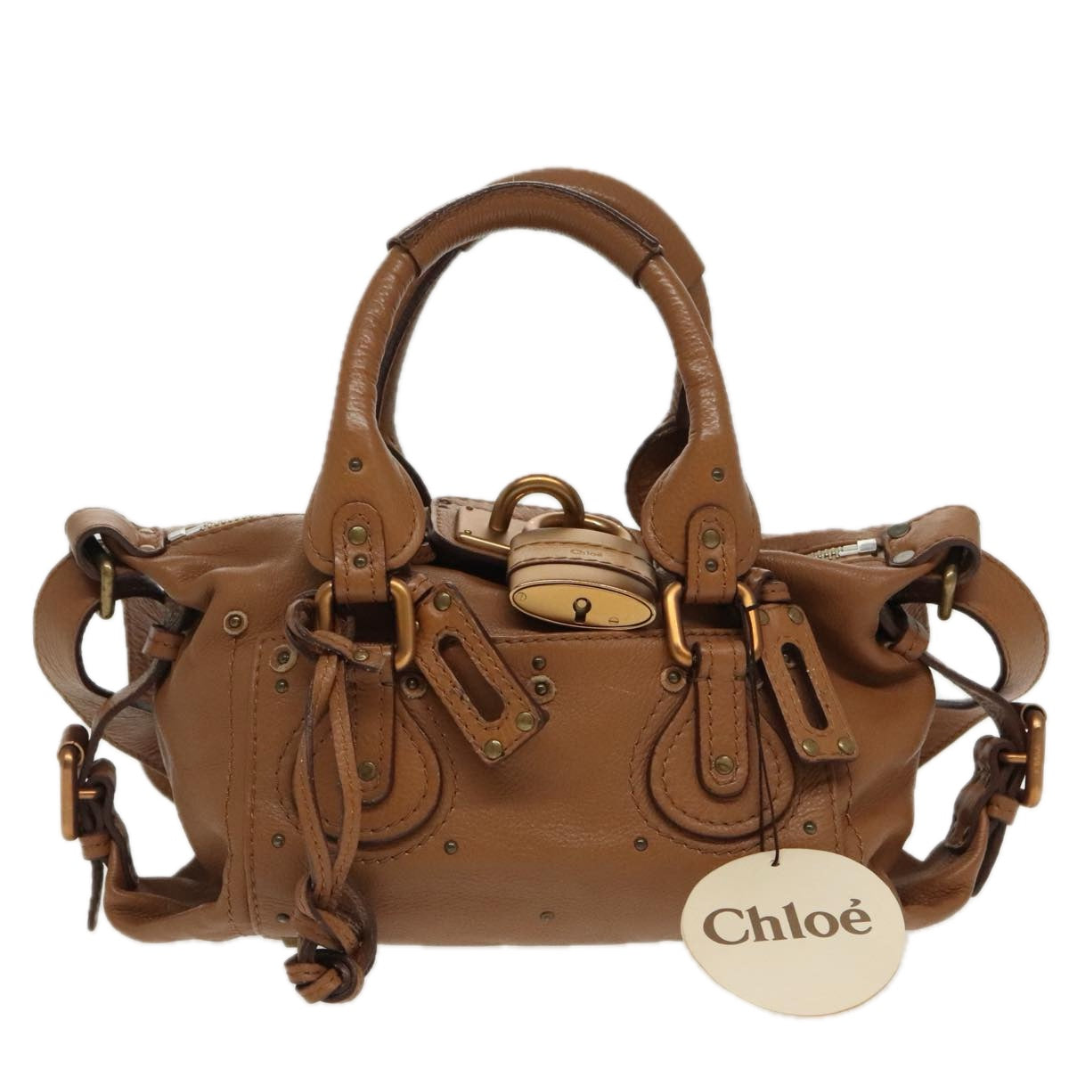 Chloe Paddington Hand Bag Leather 2way Brown Gold Silver Auth am7080 - 0