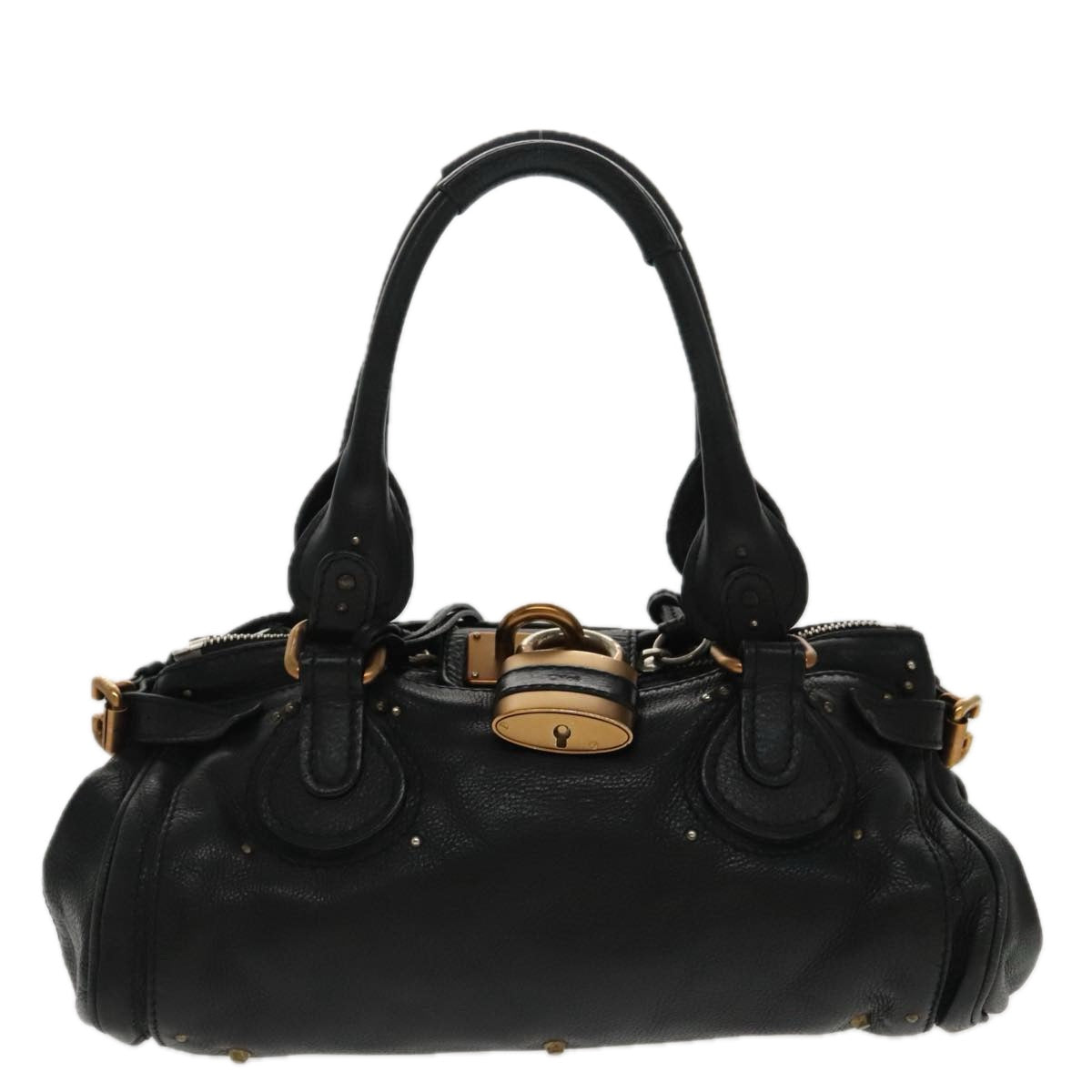 Chloe Paddington Hand Bag Leather Black Gold Auth am7083 - 0