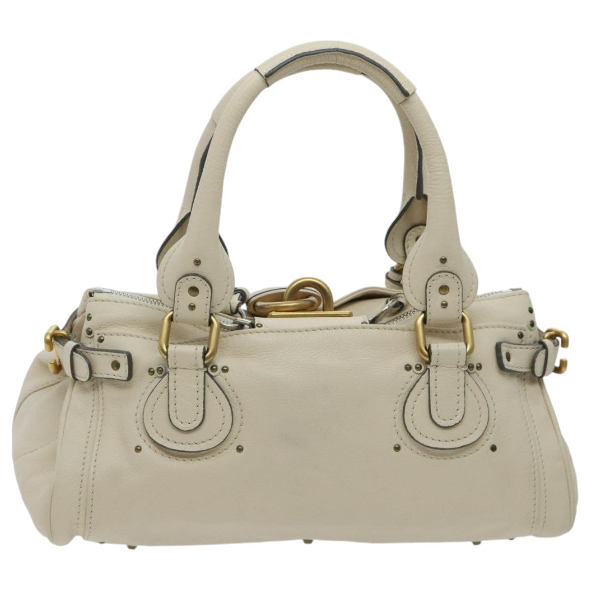 Chloe Paddington Hand Bag Leather Beige Gold Auth am7084 - 0