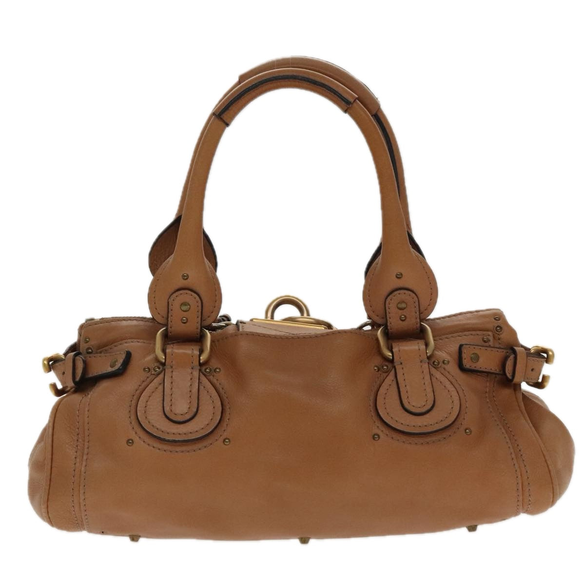 Chloe Paddington Hand Bag Leather Brown Gold Silver Auth am7086 - 0