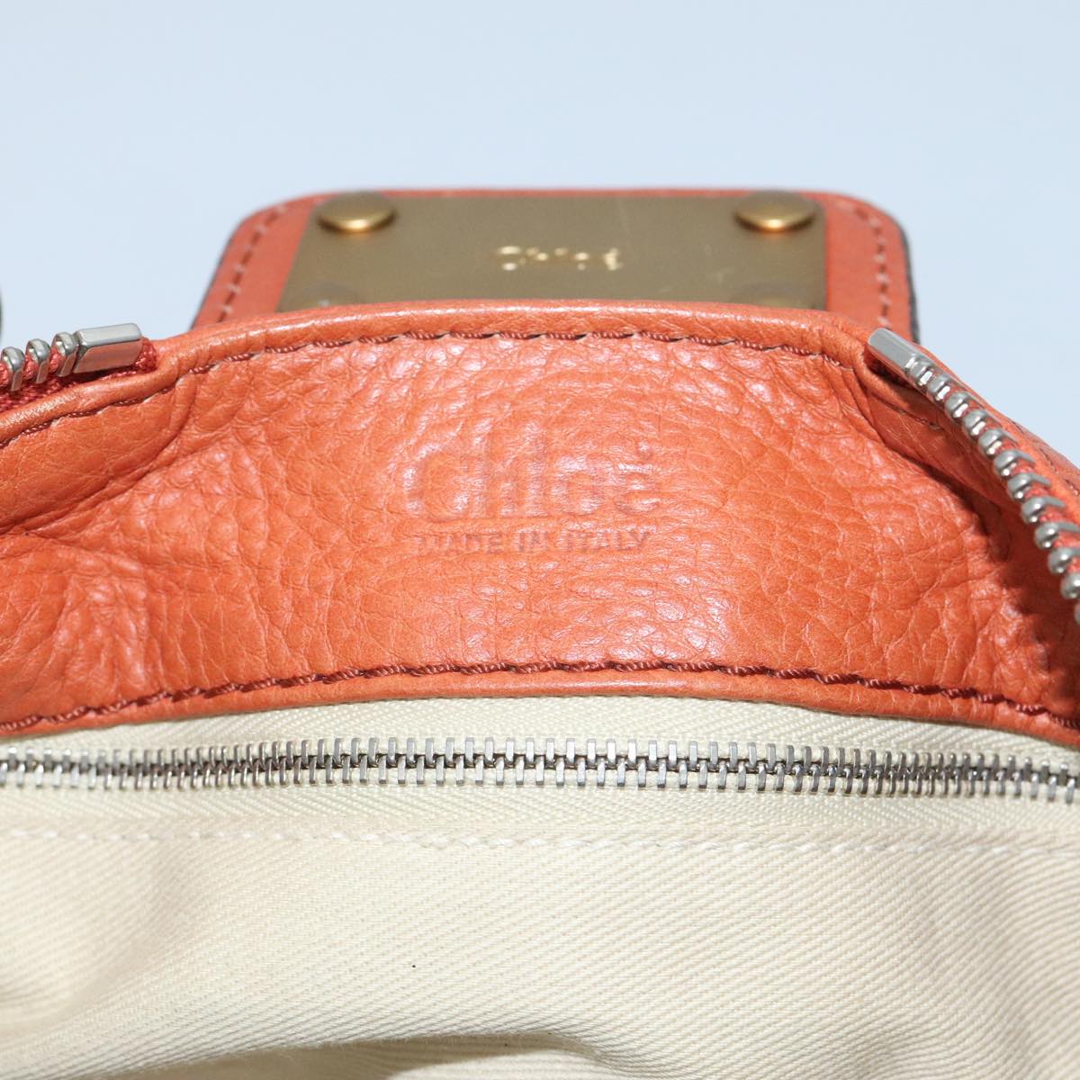 Chloe Paddington Hand Bag Leather Orange Gold Auth am7090