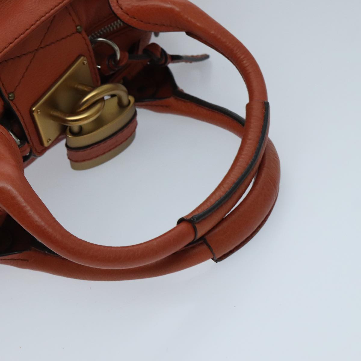 Chloe Paddington Hand Bag Leather Orange Gold Auth am7090