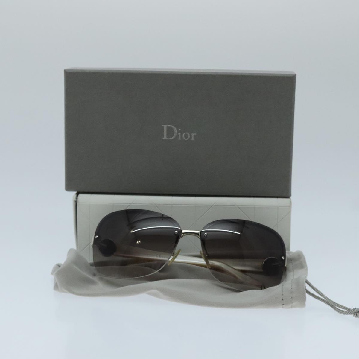 Christian Dior Sunglasses Metal Plastic Beige Brown Auth am7094