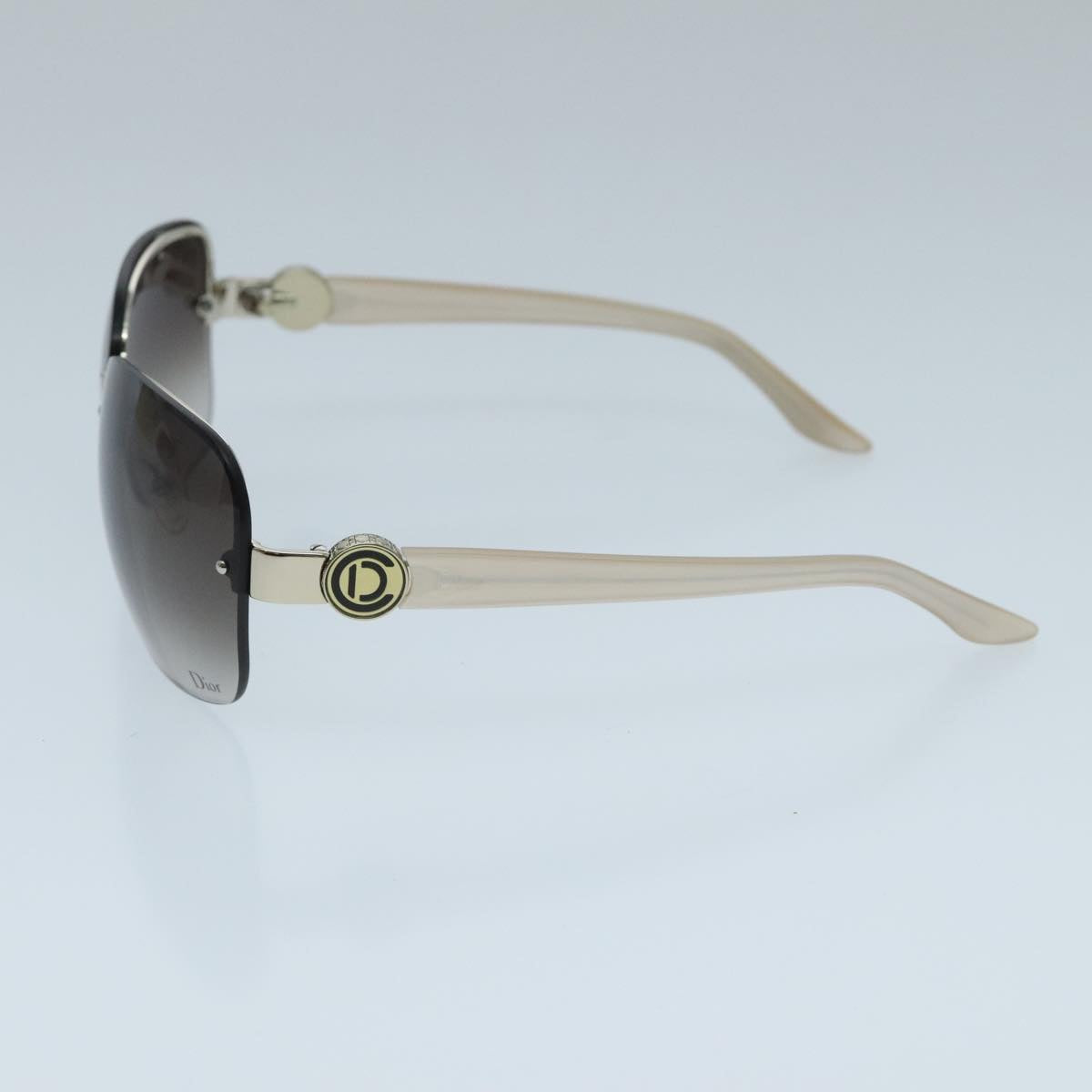 Christian Dior Sunglasses Metal Plastic Beige Brown Auth am7094