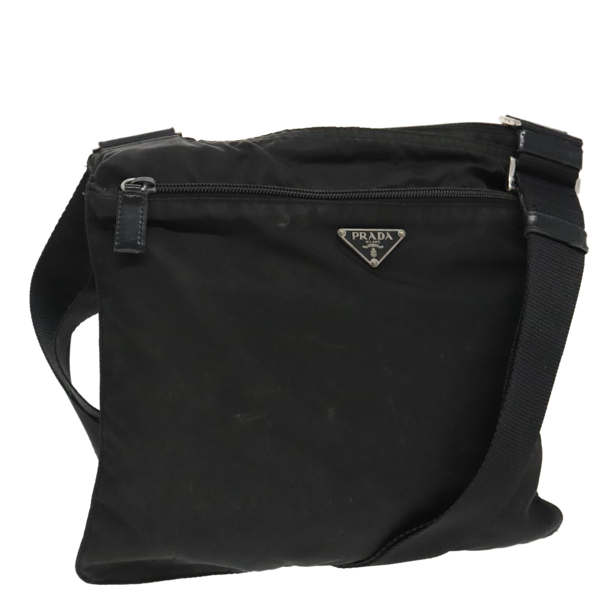 PRADA Shoulder Bag Nylon Black Silver Auth am7107