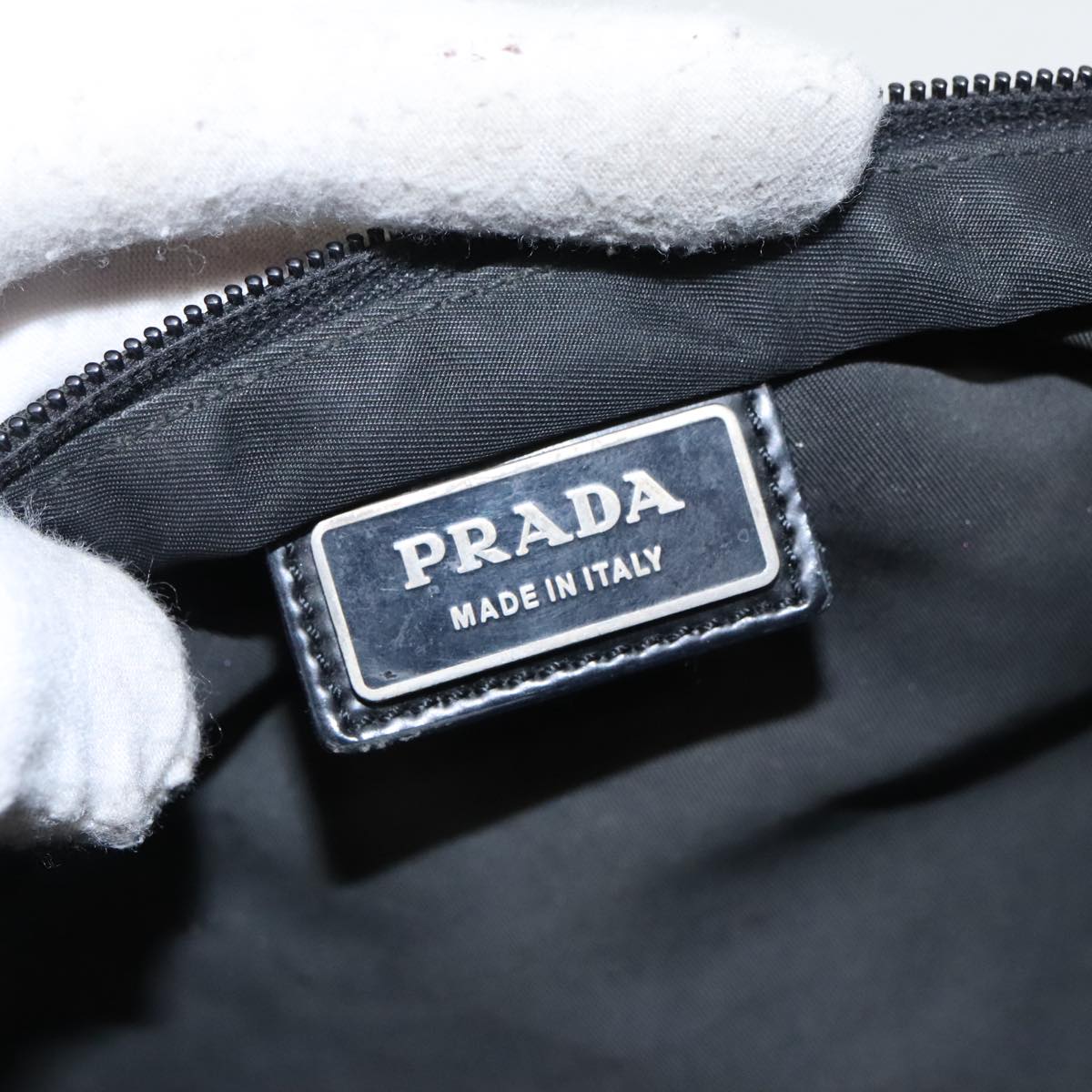 PRADA Shoulder Bag Nylon Black Silver Auth am7107