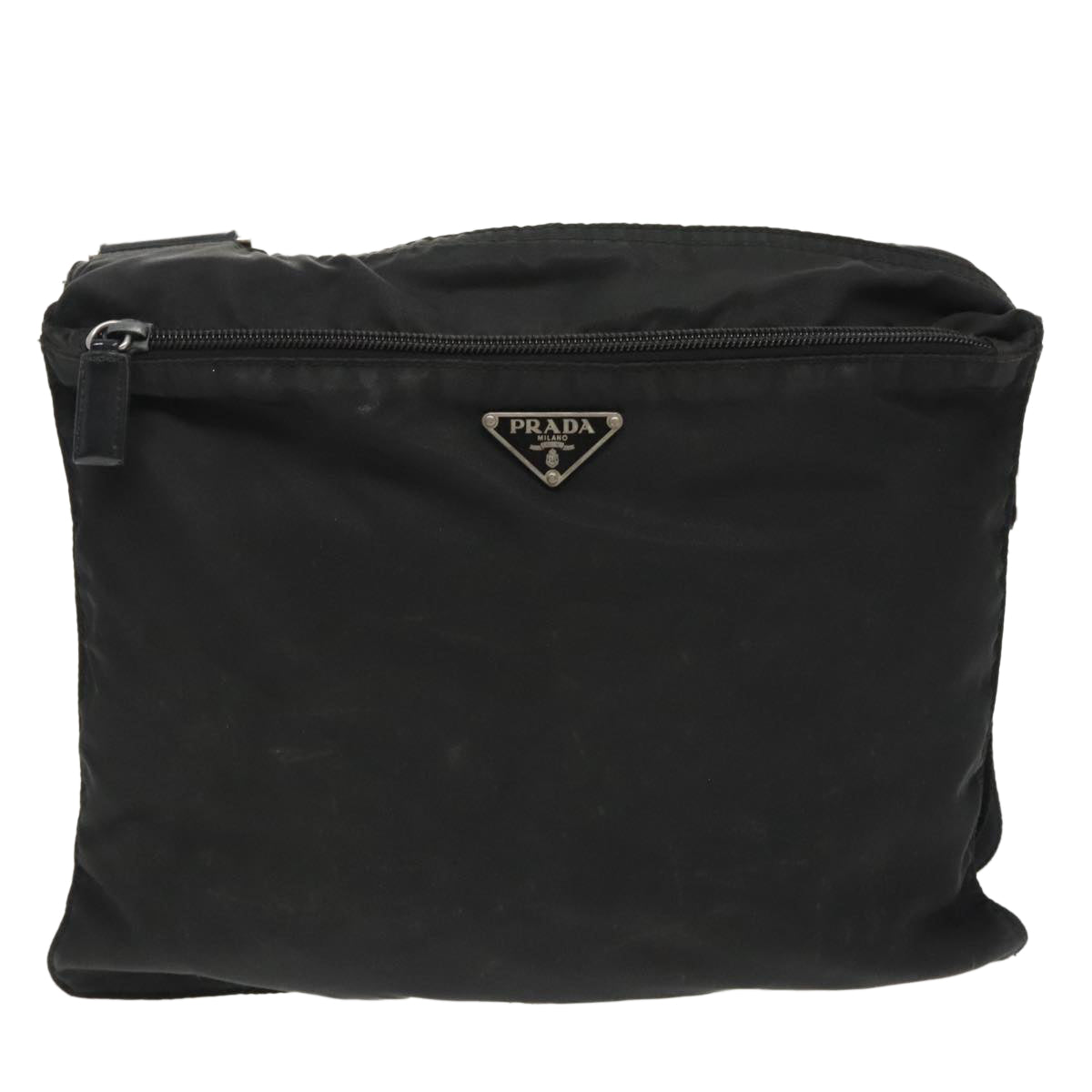 PRADA Shoulder Bag Nylon Black Silver Auth am7107 - 0