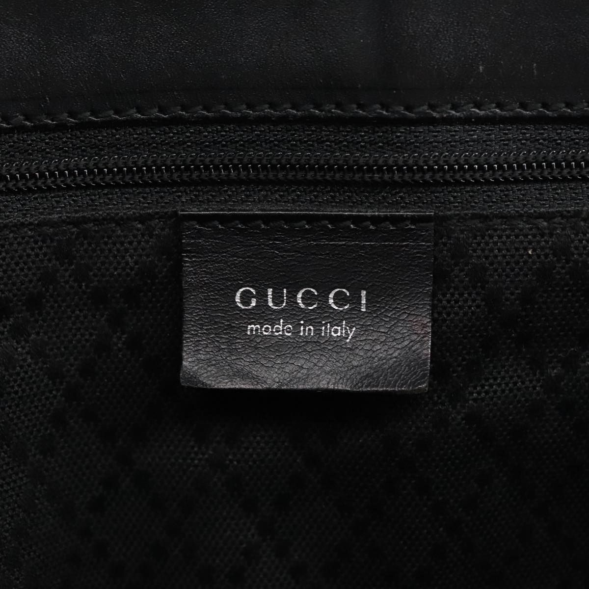 GUCCI Tote Bag Nylon Leather Black Silver 002 1705 0405 Auth am7109