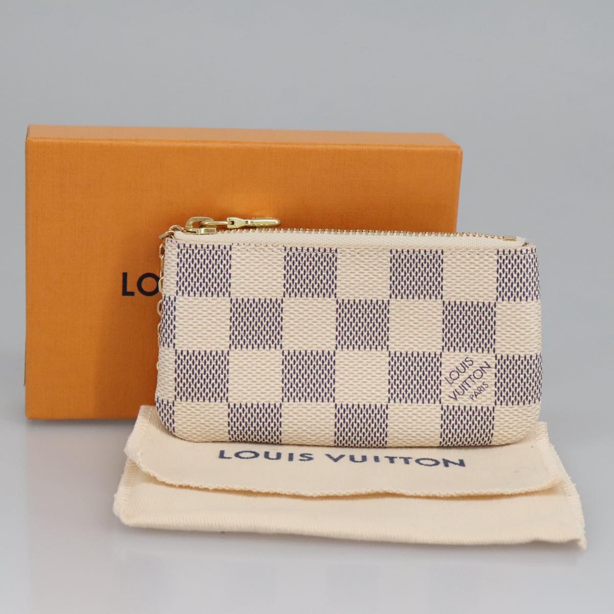 LOUIS VUITTON Damier Azur Pochette Cles Coin Purse N62659 LV Auth am7111