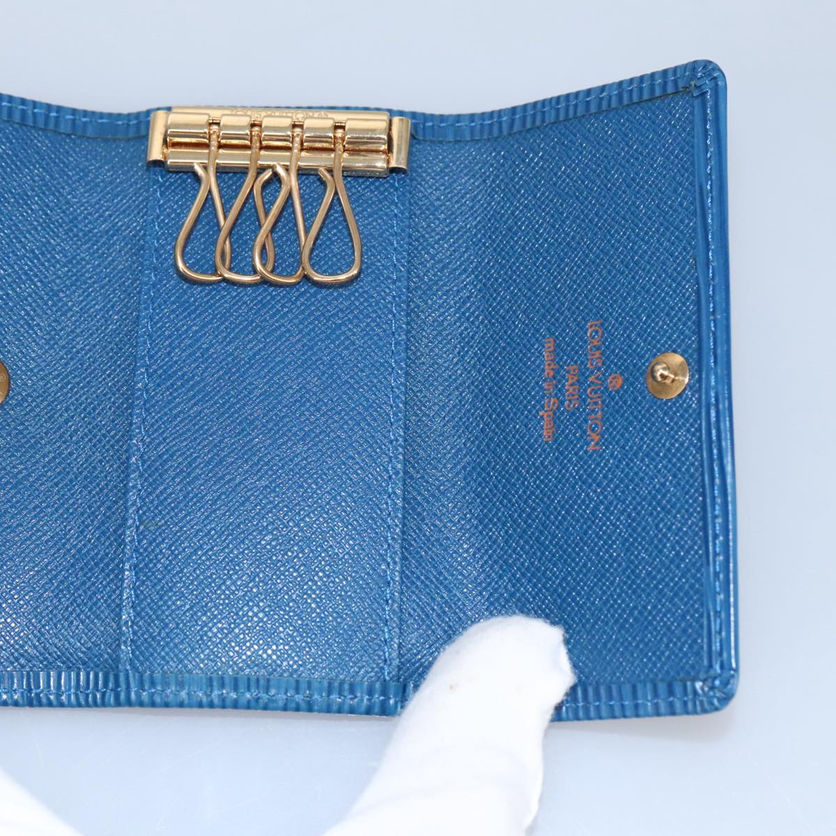 LOUIS VUITTON Epi Multicles 4 Key Case Blue Myrtille M6382G LV Auth am7113