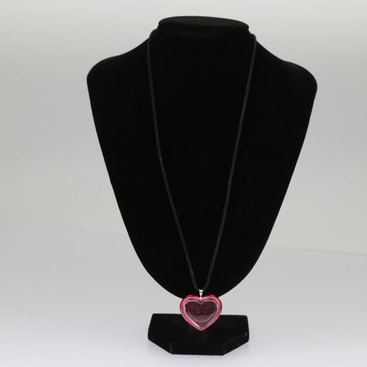 Baccarat Heart Necklace Crystal glass Pink Auth am7117