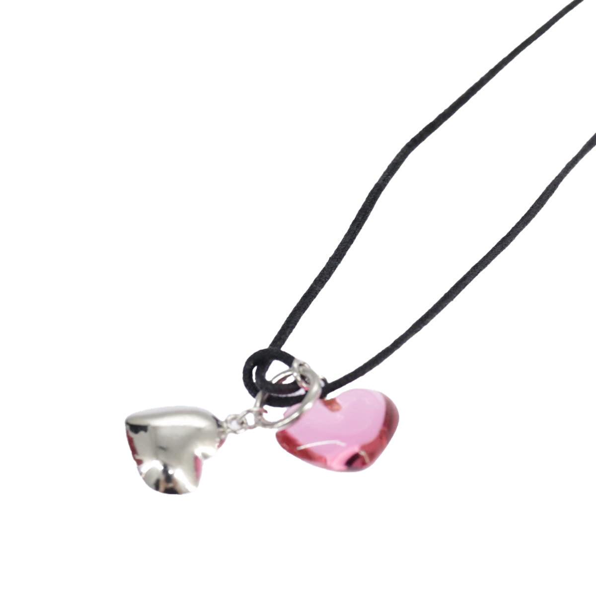 Baccarat Heart Necklace Crystal glass Ag925 Pink Auth am7118 - 0