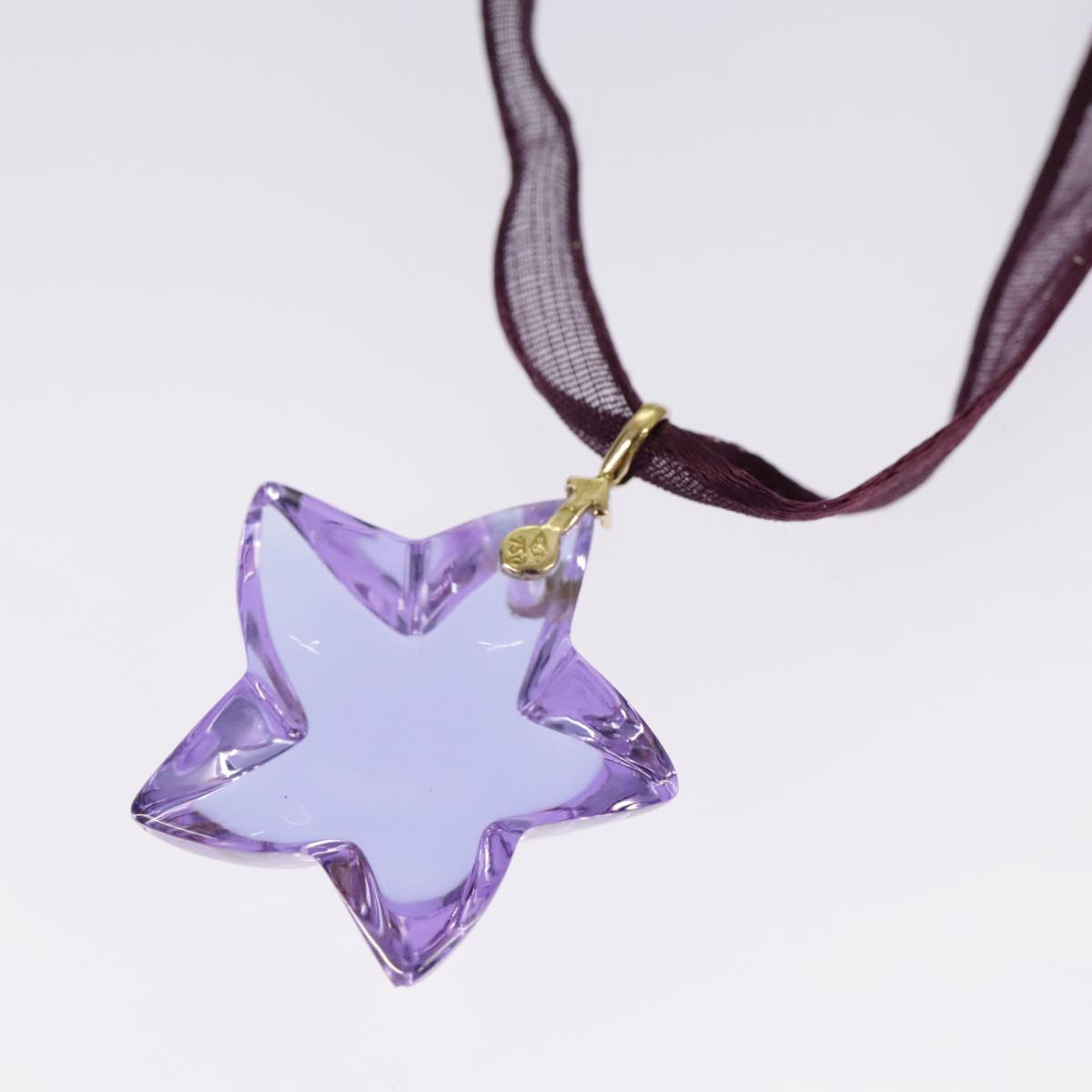 Baccarat Star Necklace Crystal glass Purple Auth am7119