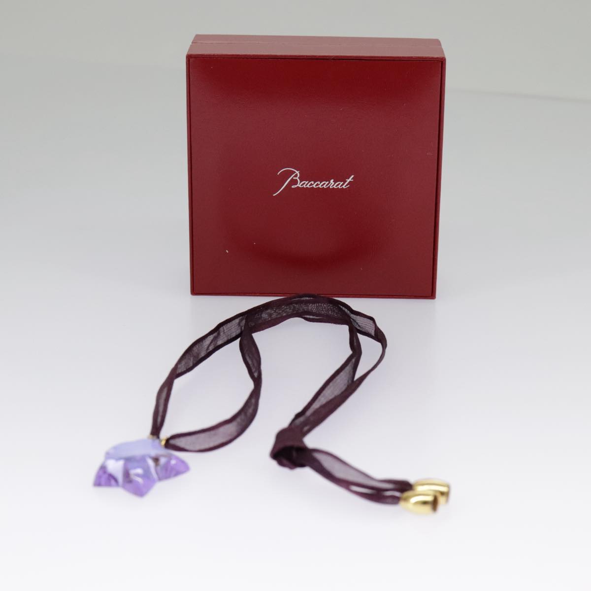 Baccarat Star Necklace Crystal glass Purple Auth am7119