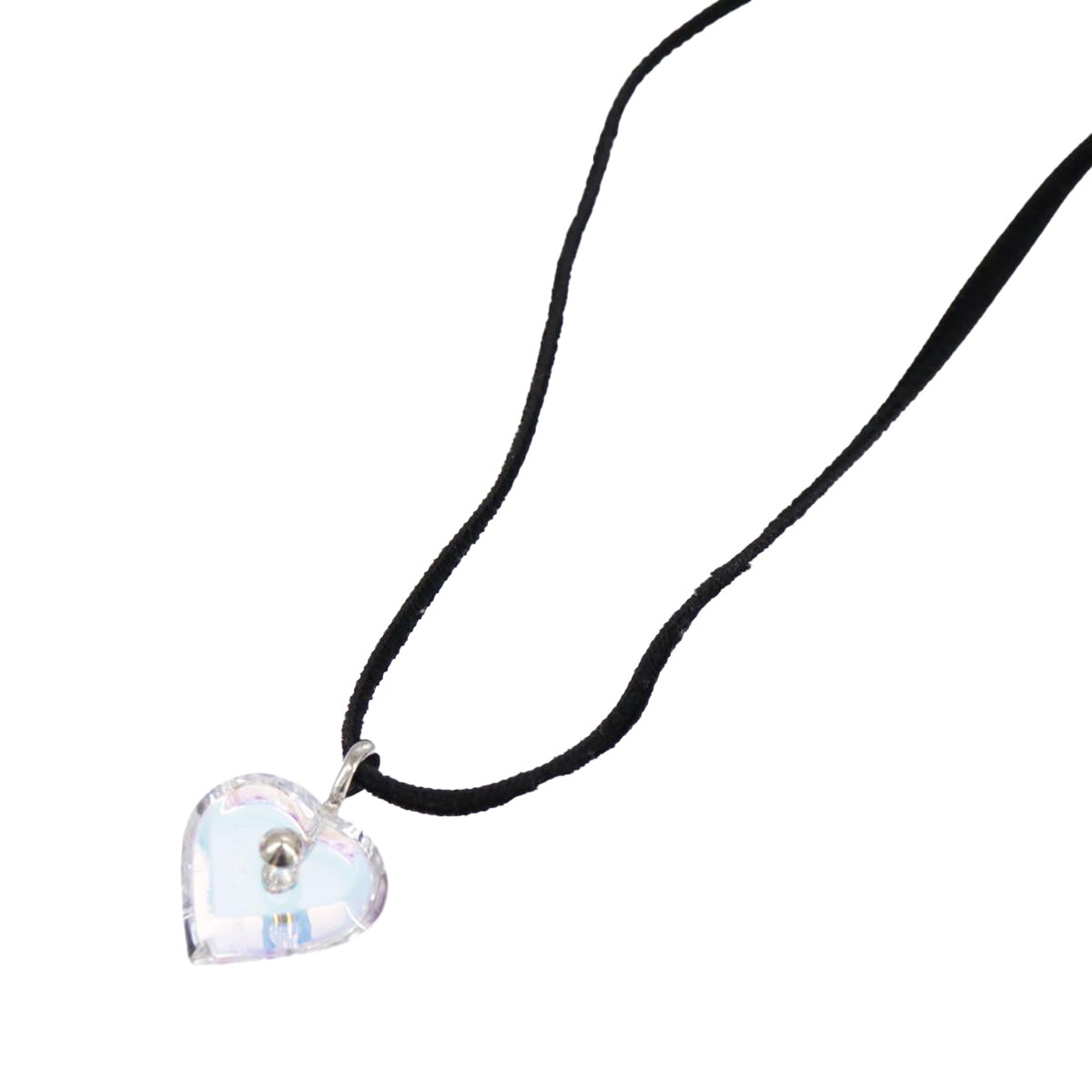 Baccarat Heart Necklace Crystal glass Blue Auth am7120 - 0