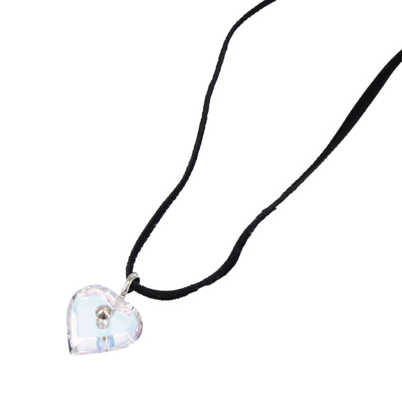 Baccarat Heart Necklace Crystal glass Blue Auth am7120