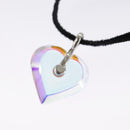 Baccarat Heart Necklace Crystal glass Blue Auth am7120-7