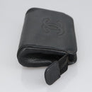 CHANEL COCO Mark Pouch Caviar Skin Black Gold CC Auth am7126-3