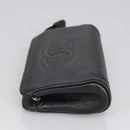 CHANEL COCO Mark Pouch Caviar Skin Black Gold CC Auth am7126-4