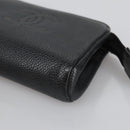 CHANEL COCO Mark Pouch Caviar Skin Black Gold CC Auth am7126-7