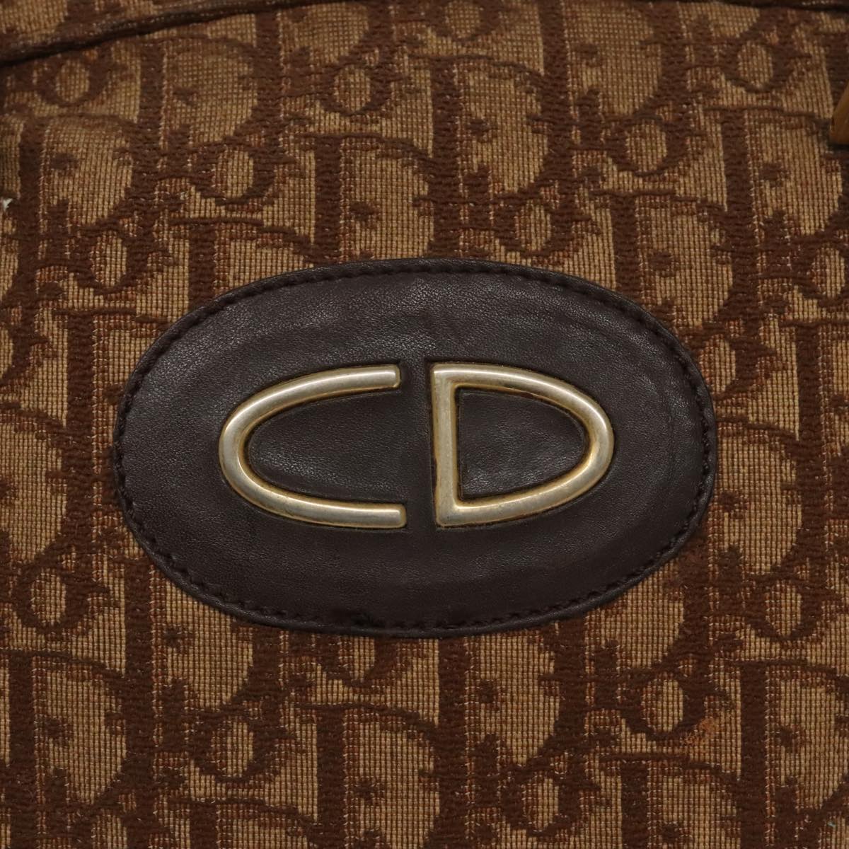 Christian Dior Trotter Canvas Hand Bag Brown Auth am7133