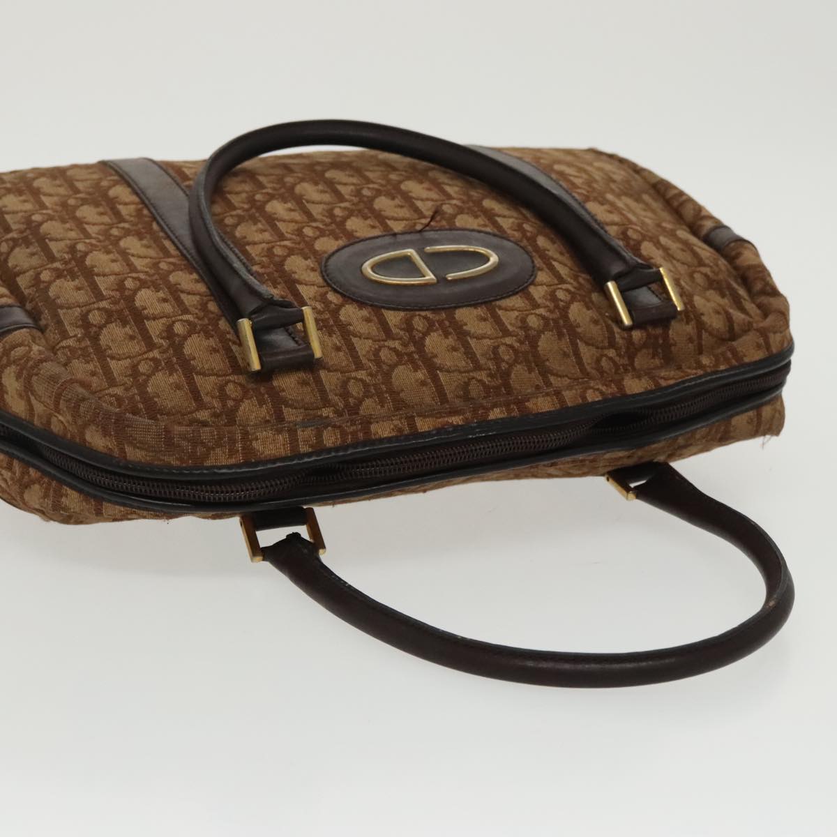 Christian Dior Trotter Canvas Hand Bag Brown Auth am7133