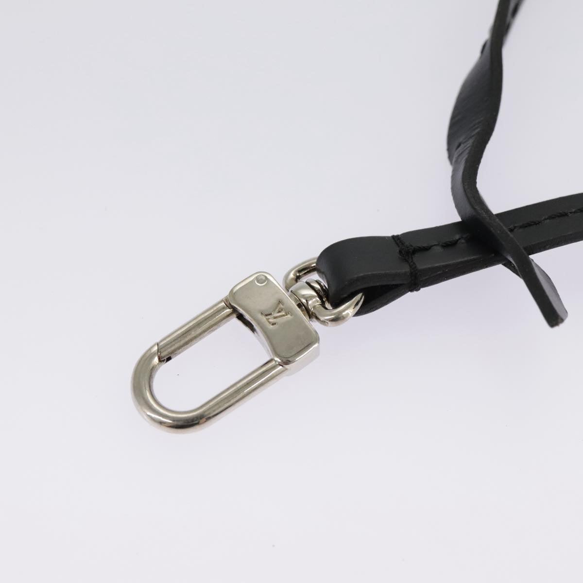 LOUIS VUITTON Strap Leather Black LV Auth am7138