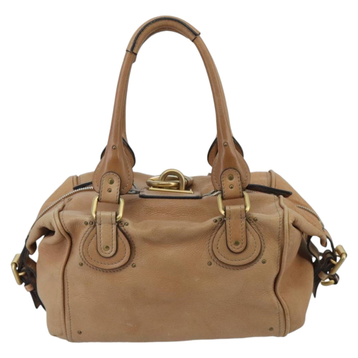 Chloe Paddington Hand Bag Leather Brown Gold Silver Auth am7146 - 0