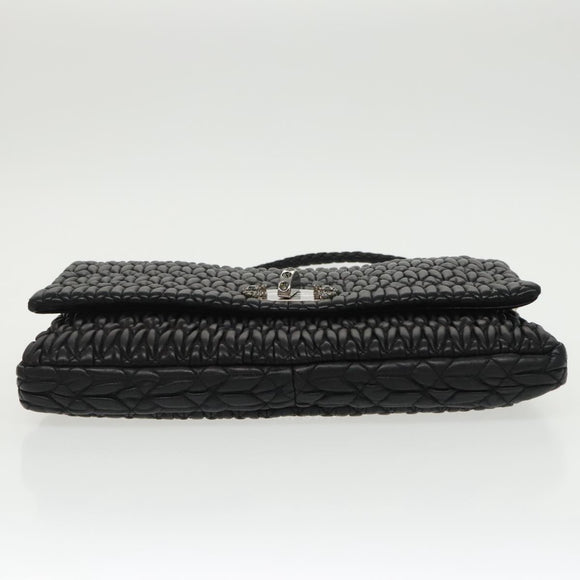 Miu Miu Matelasse Bijoux Shoulder Bag Leather Black Auth am7147SAV