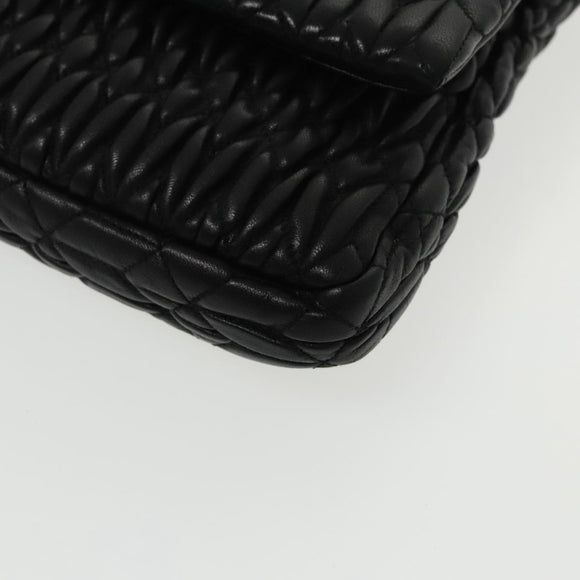 Miu Miu Matelasse Bijoux Shoulder Bag Leather Black Auth am7147SAV