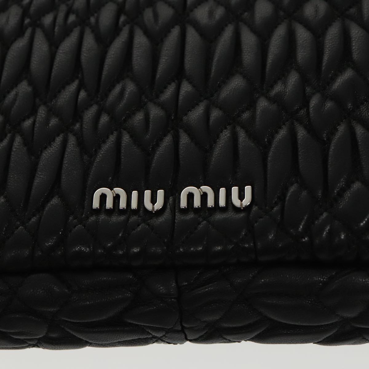 Miu Miu Matelasse Bijoux Shoulder Bag Leather Black Auth am7147A