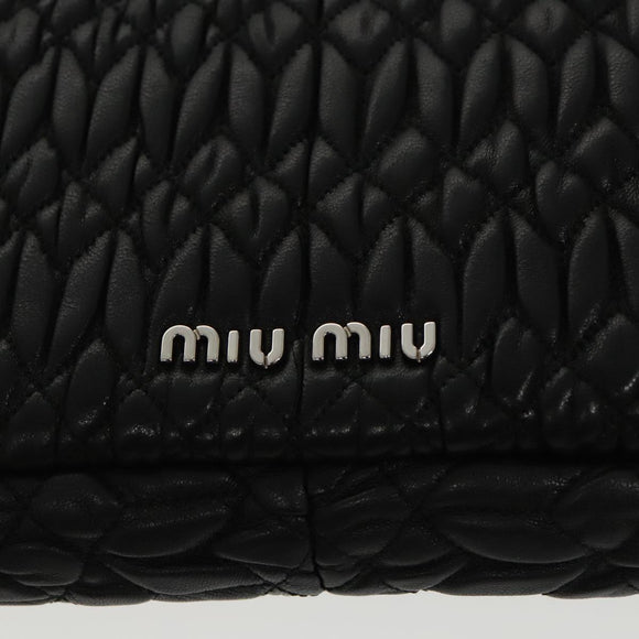 Miu Miu Matelasse Bijoux Shoulder Bag Leather Black Auth am7147SAV