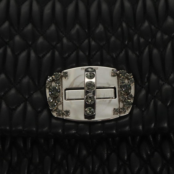 Miu Miu Matelasse Bijoux Shoulder Bag Leather Black Auth am7147SAV