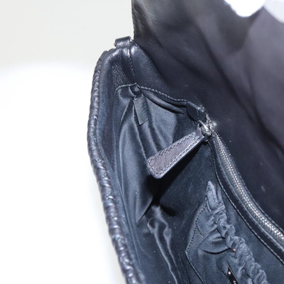 Miu Miu Matelasse Bijoux Shoulder Bag Leather Black Auth am7147AV