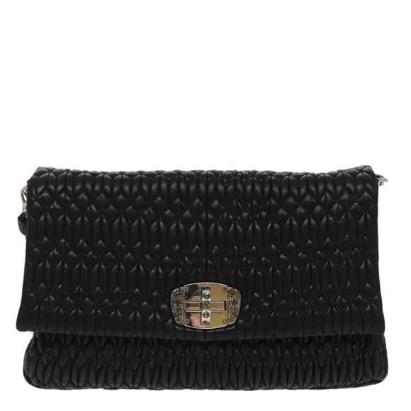 Miu Miu Matelasse Bijoux Shoulder Bag Leather Black Auth am7147SAV
