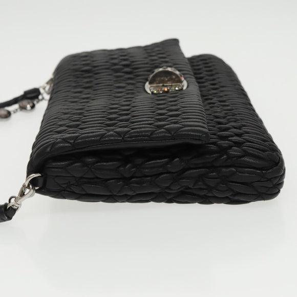 Miu Miu Matelasse Bijoux Shoulder Bag Leather Black Auth am7147SAV